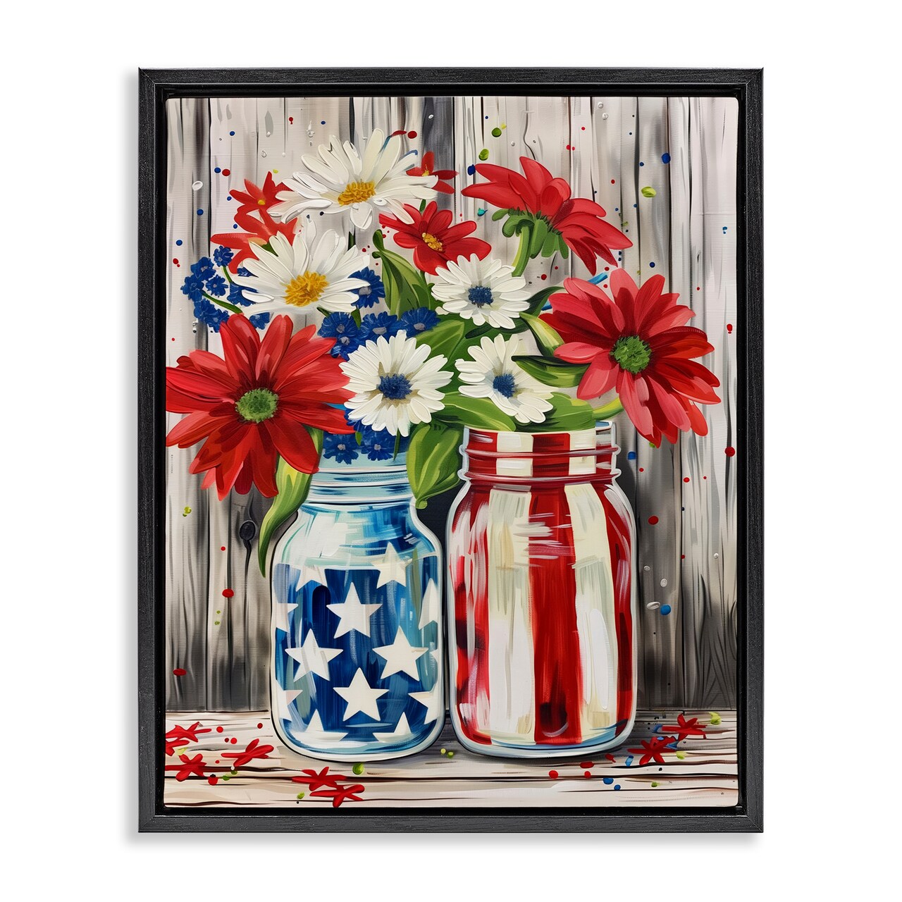 Stupell Industries Patriotic Flower Jars Floating Frame By Arlington Prints